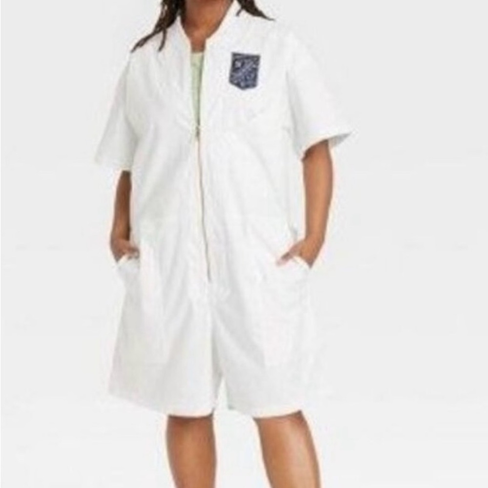 Unisex Houston White Adult Short Sleeve Flightsuit/Romper
